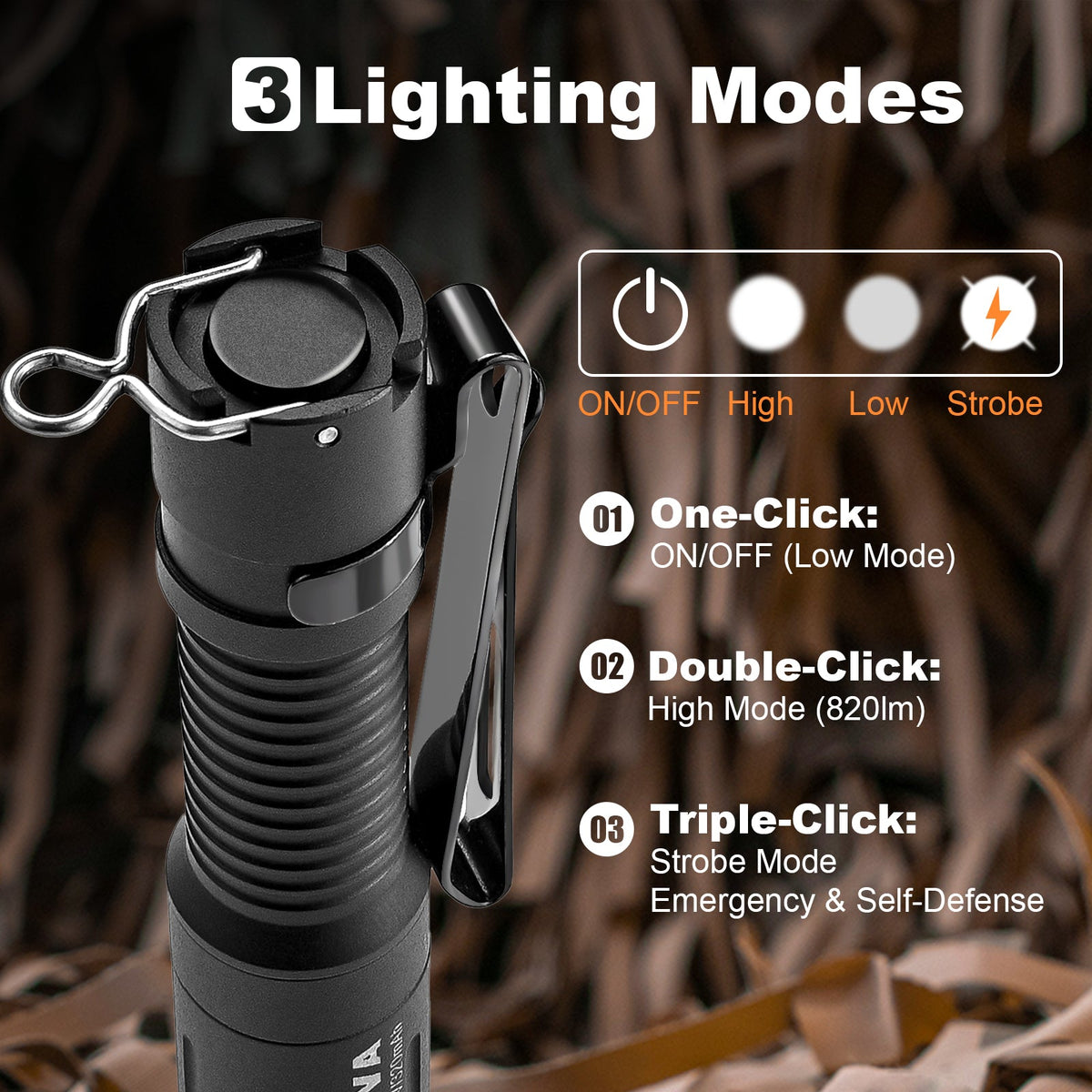 Powertac E3R Nova Rechargeable EDC Flashlight – 820 Lumens
