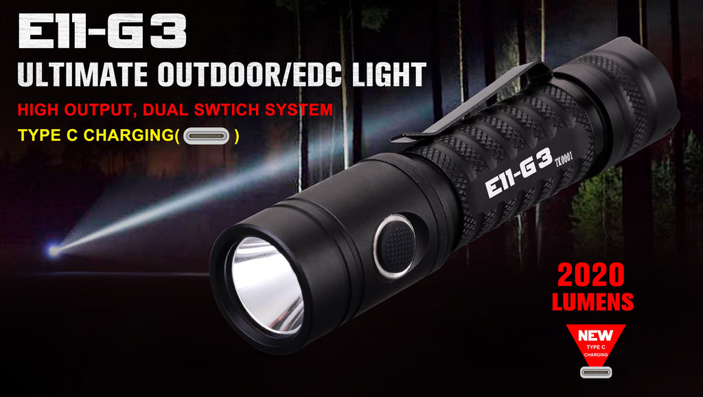 Powertac E11 Gen3 Rechargeable EDC Flashlight – 2020 Lumens