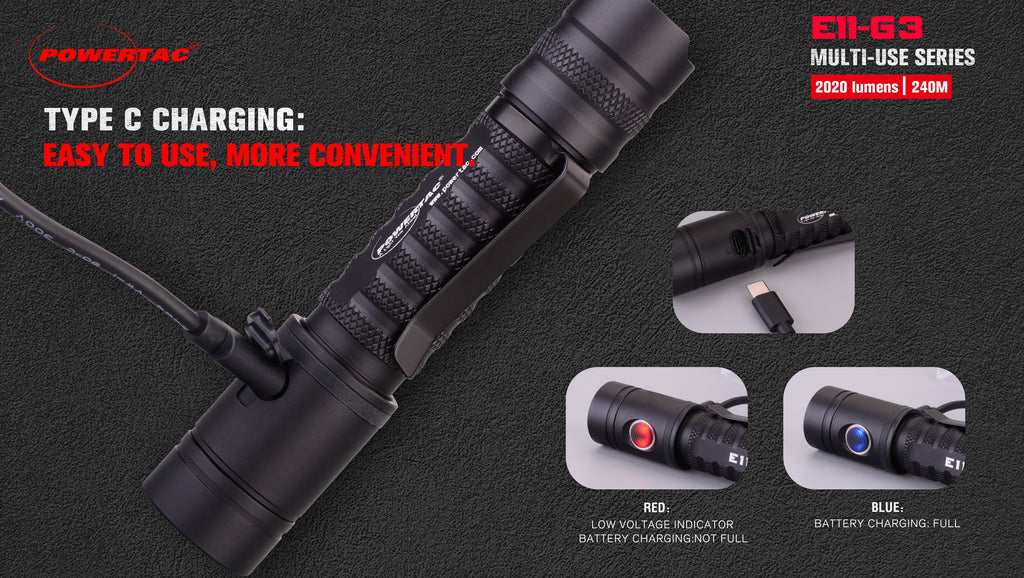 Powertac E11 Gen3 Rechargeable EDC Flashlight – 2020 Lumens