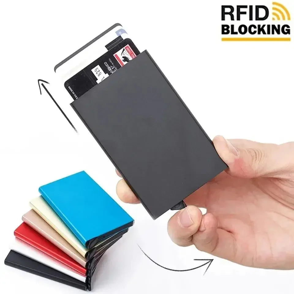 Slim RFID-Blocking Metal Pop-Up Wallet
