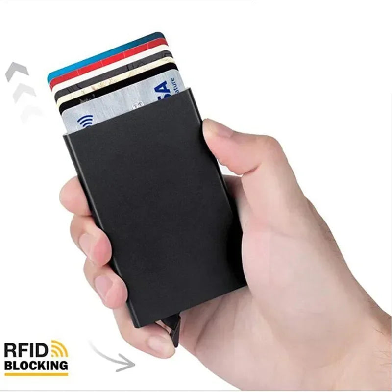 Slim RFID-Blocking Metal Pop-Up Wallet