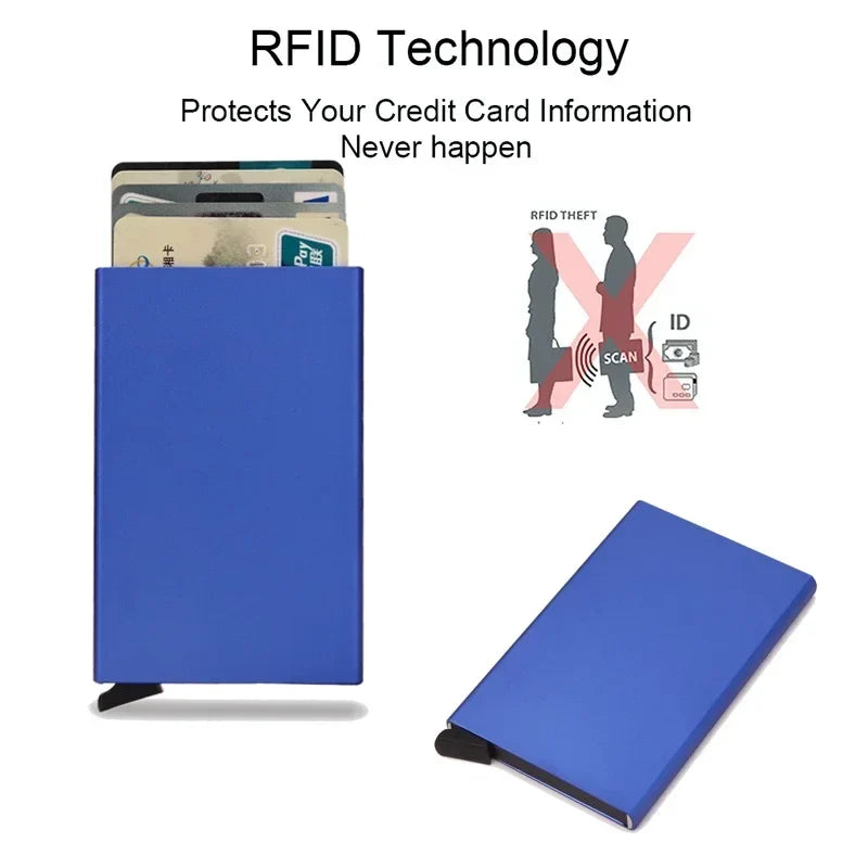 Slim RFID-Blocking Metal Pop-Up Wallet