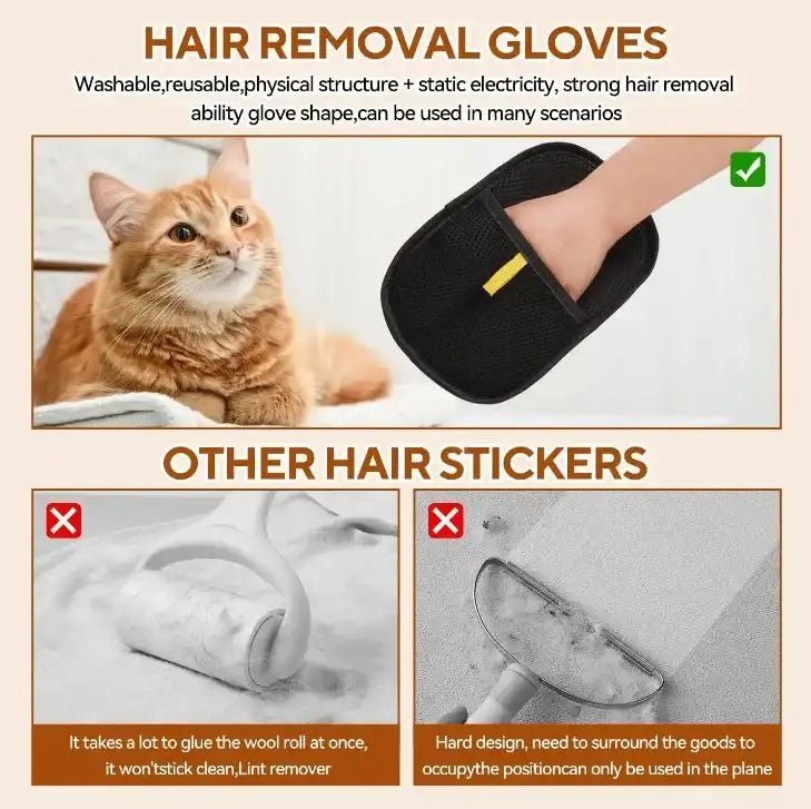 Pet Grooming & Deshedding Glove for Dogs & Cats
